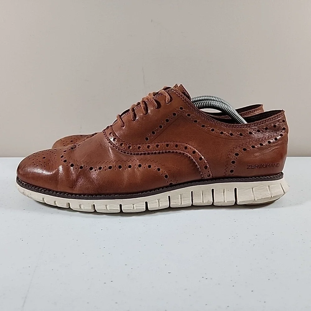 Cole Haan ZeroGrand Wingtip Oxford Shoe Leather British Tan C14493 Mens 11.5 M - Picture 5 of 11
